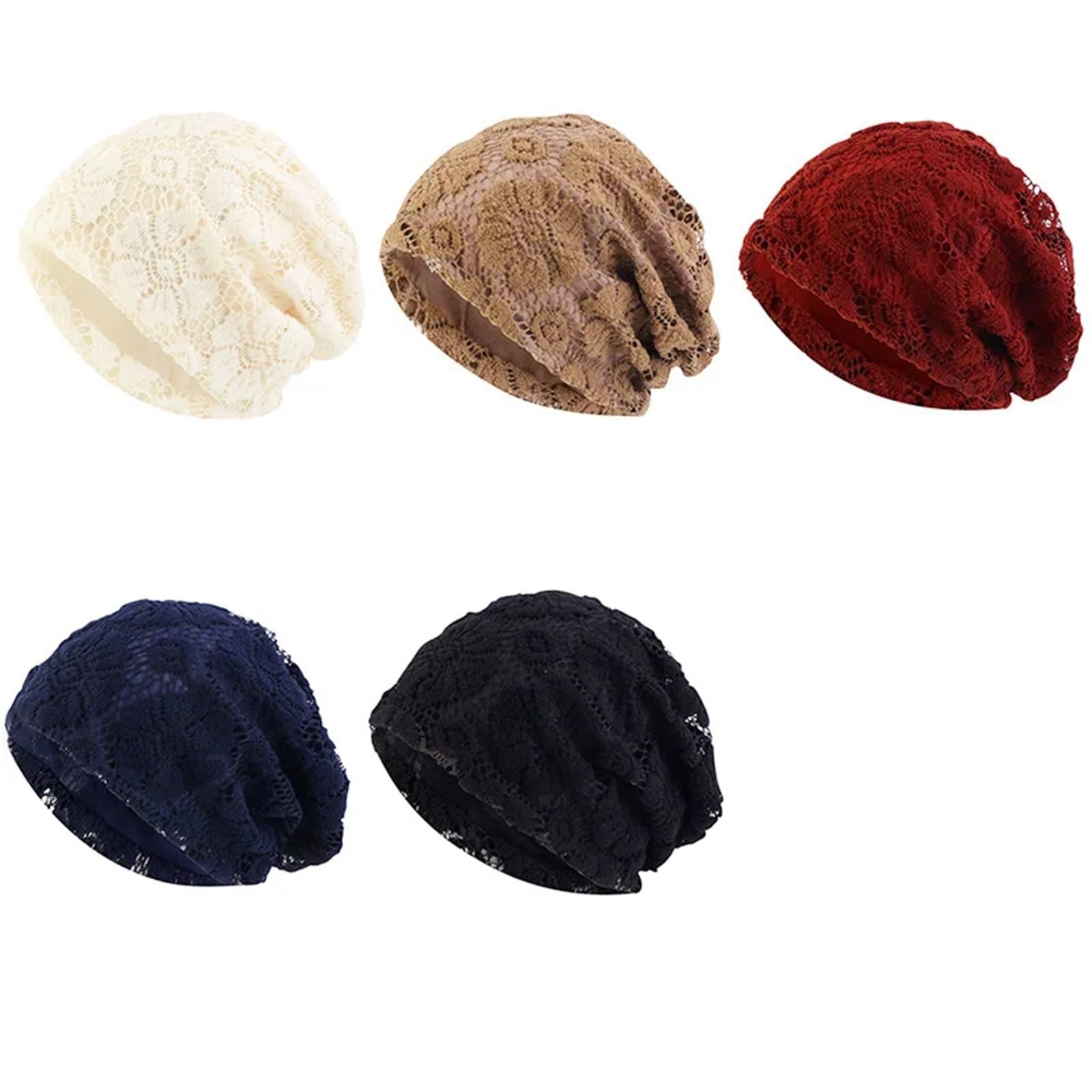 Leichte und atmungsaktive doppellagige Kopfhaube for Umwickeln im Frühling und Herbst FüR Damen(Black)