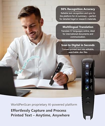 Miniatura 8 de PenPower WorldPenScan Go - Translation Pen with Scanning, Reading, Audio Recording, Live Interpretation, and AI Reading Buddy for Kids Negro -,Blanco