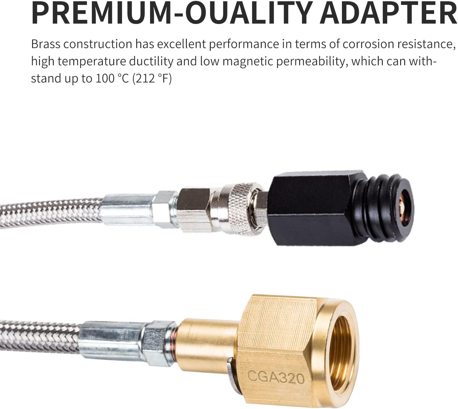 CO2 Tank CO2 Cylinder Direct Adapter with 60in Stainless Steel Hose, CGA320 to TR21-4 Carbonated Water Soda Maker Connector for Fizzi One Touch Jet Ninja Thirsti - Image 7