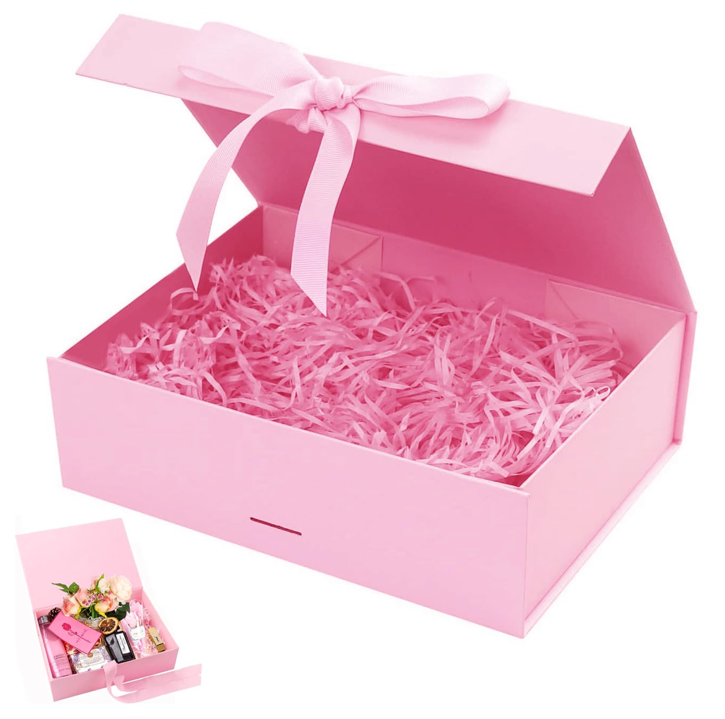 Boîte Cadeau Magnétique 21x17x7cm - Coffret Cadeau Pliable Avec Ruban - Blanc