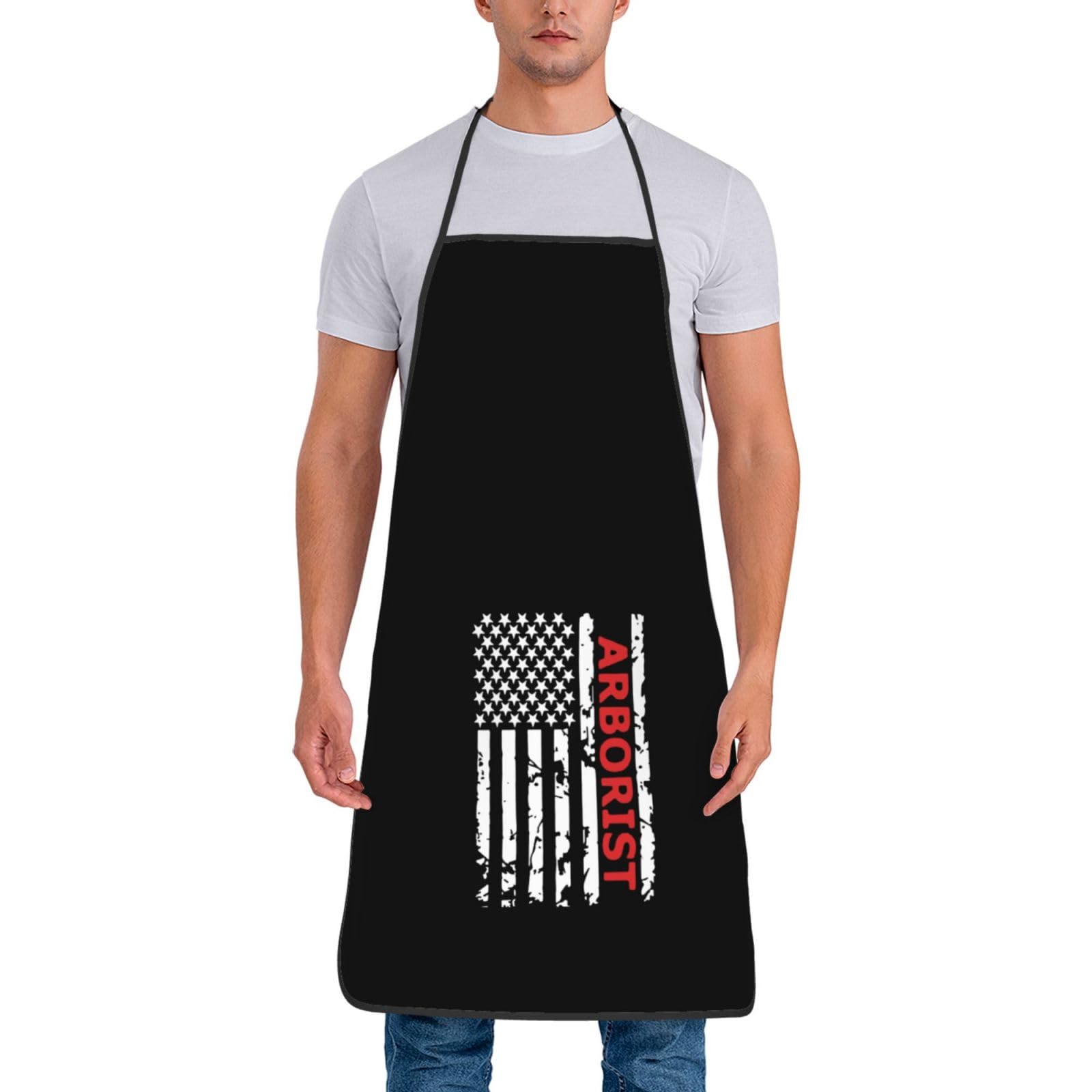 Arborist Usa Flag Adjustable Apron Waterproof Strap Pocket Chef's Kitchen Apron Hair Cutting Apron