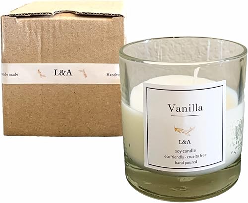 Miniatura 8 de Velas aromáticas perfumadas de soja vainilla. Hecho a mano en tarro de vidrio cubierto. Perfecto para regalo, decoración y fiestas.
