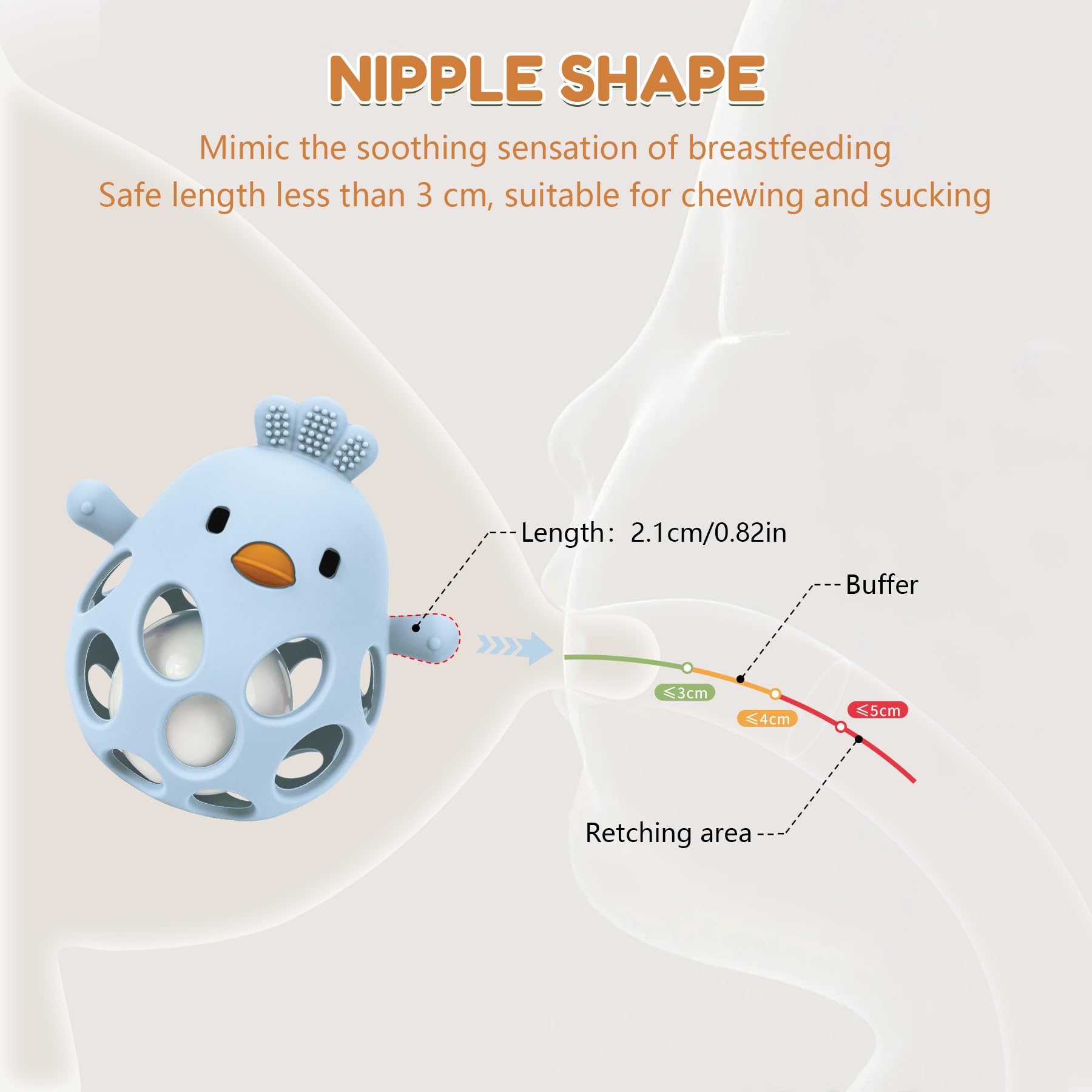 MCGMITT Palla da Presa per Neonati in Silicone Senza BPA – Sonaglio a Forma di Pulcino Giocattolo Sensoriale e Motorio per Bambini di 3 6 9 mesi Facile da Afferrare Come Regalo Montessori – Blu