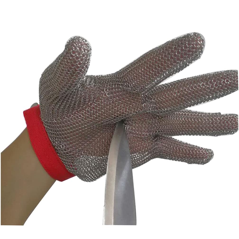 Guantes Metálicos Resistentes A Los Cortados Y Apuñalados, 304 Seguridad De Alambre De Acero Inoxidable, For Corte Y Sacrificio, 6 Tamaños (Size : 1 Piece/M)