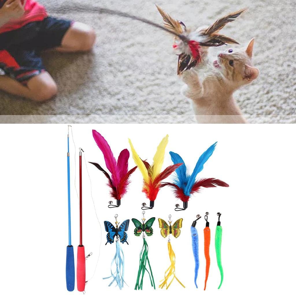 11Pcs Feather Toy Long with 9 Feather Refills 2 Telescopic Poles for Gift image 5