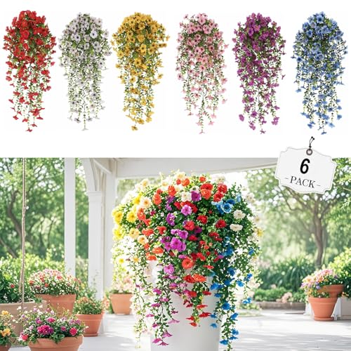10 Best Flowers for Pots in Partial Sun: Top Picks for Vibrant Decor Artificial Hanging Flowers for Outdoors, Uv Resistant 6Pcs Realistic Plastic Fake Faux Daisy Plants Colorful for Indoor Outside Garden Porch Window Box Home Pot Planters Spring Summer Decoration
