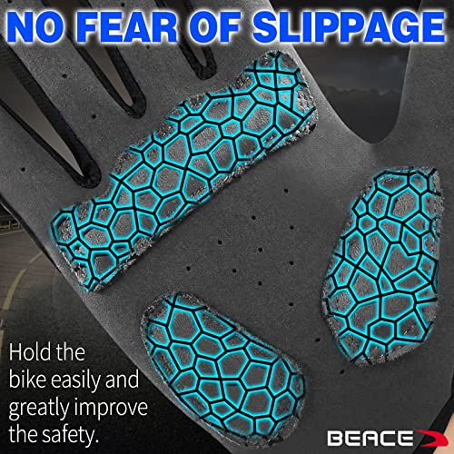 Beace Cycling Gloves, Men'S Blue Touch Screen Full Finger Mountain Bike Gloves thumb #3