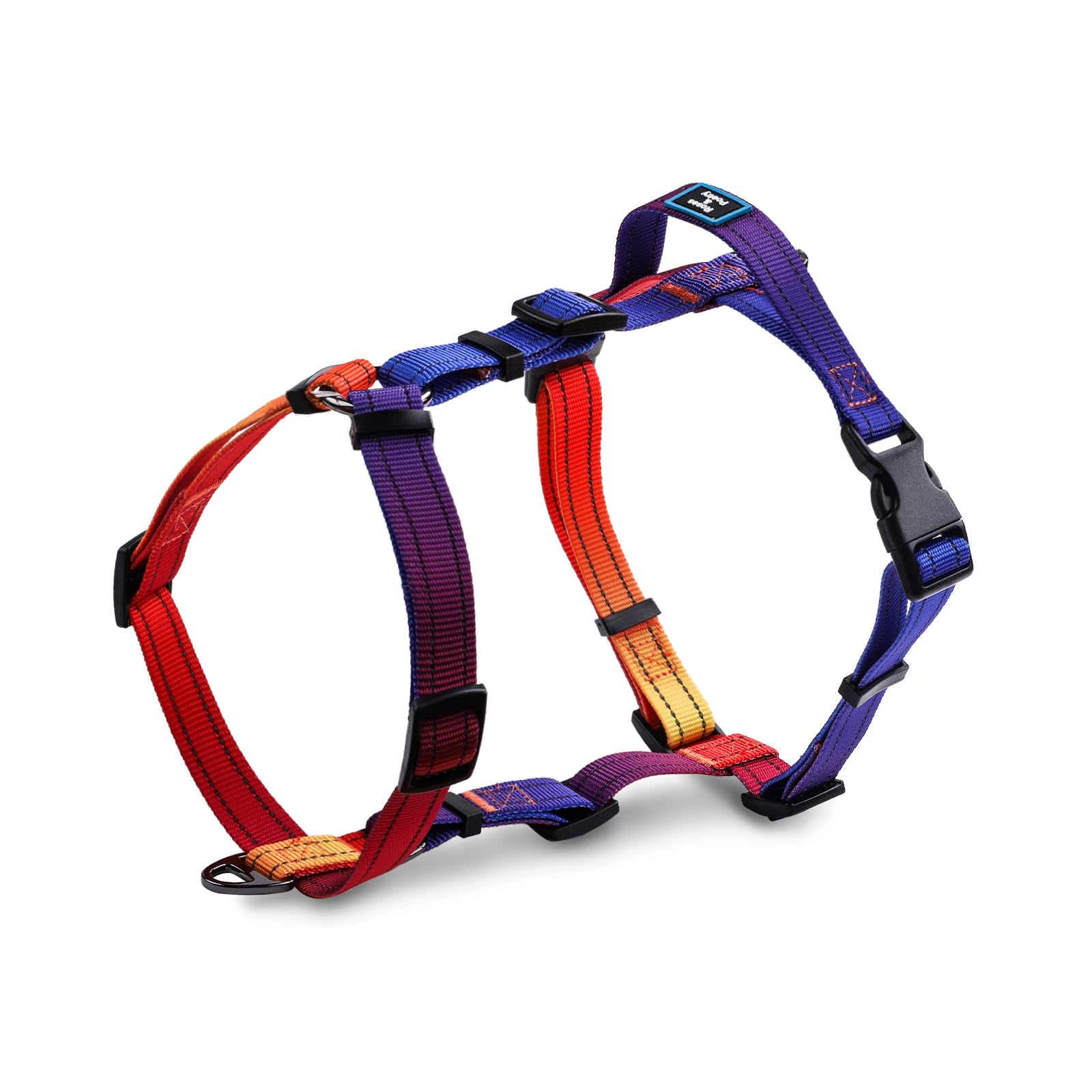 Roses&Poetry Dog Harness for Large Dogs, 6 Point Adjustable Fit No Pull Harness with Handle for Control and Easy Walking, Reflective Pet Halter Harnesses（PurpleOrange-L）