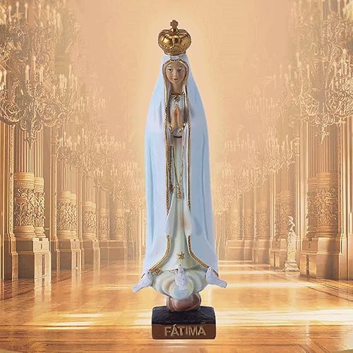 Miniatura 7 de Figura de Nuestra Señora de Fátima, figuras católicas de la Virgen De Fátima de 8 pulgadas, regalo de decoración religiosa de resina
