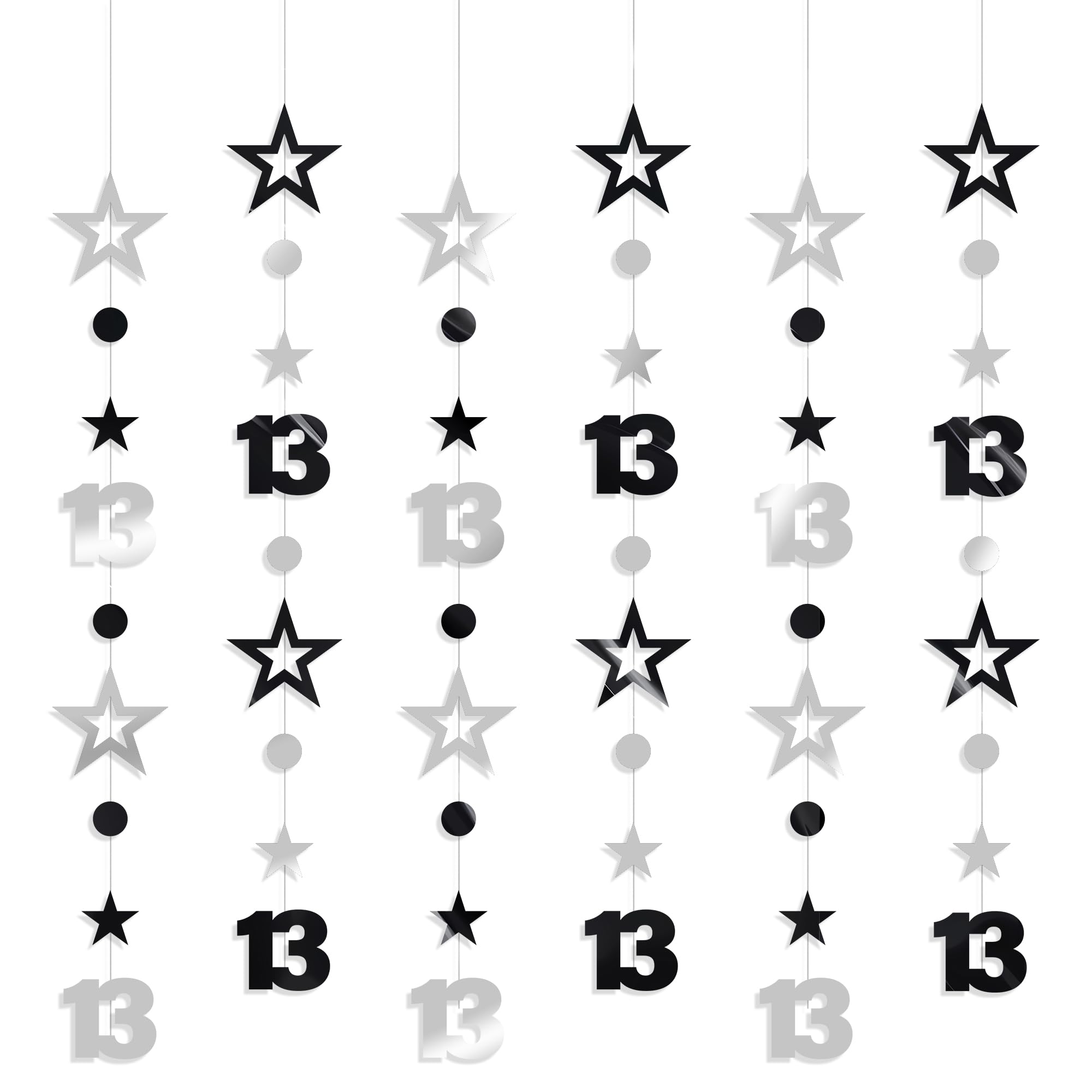 13th Birthday Decorations Garland Boys - 6 Pcs Black Silver 13th Banner Set