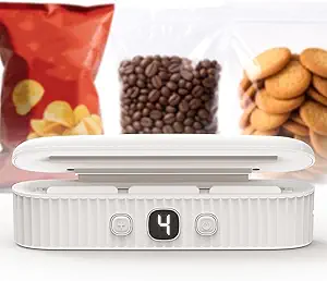 Mini Bag Sealer with 4 Adjustable Mode, 4000mAh Rechargeable Heat Sealer for Plastic Bags, Auto Shut-Off & Insulated Strips, Portable Heat Sealer for Snack, Chip, and Cookie Bag