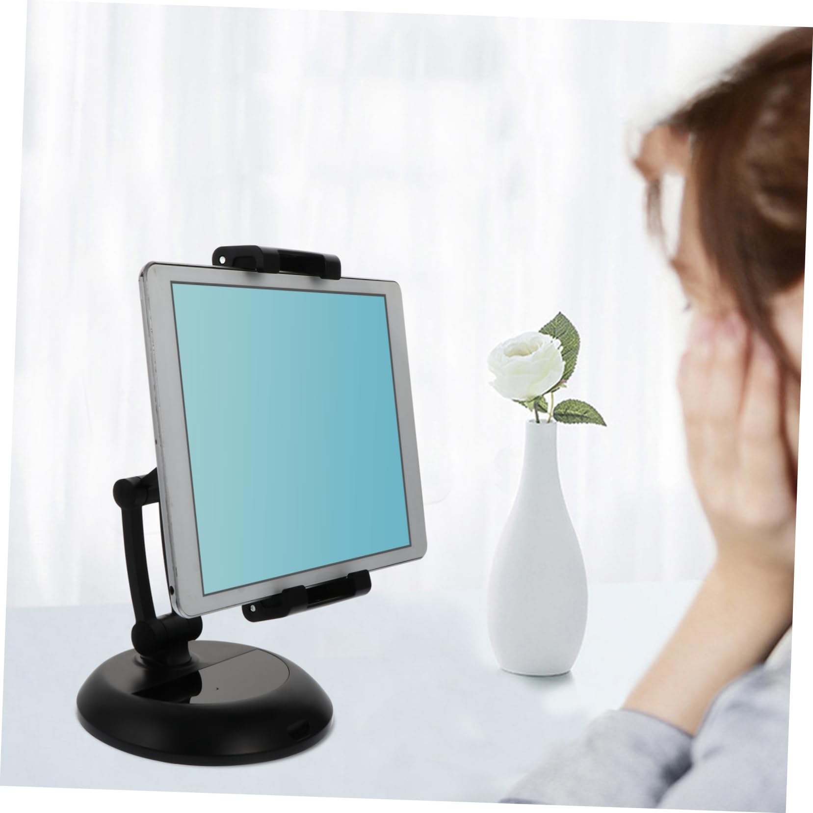 Verstellbarer Tablette und Handyhalter aus Abs und Metall Klappbar und Leicht zu Transportieren als Desktop Ständer für Smartphones und Tabletten