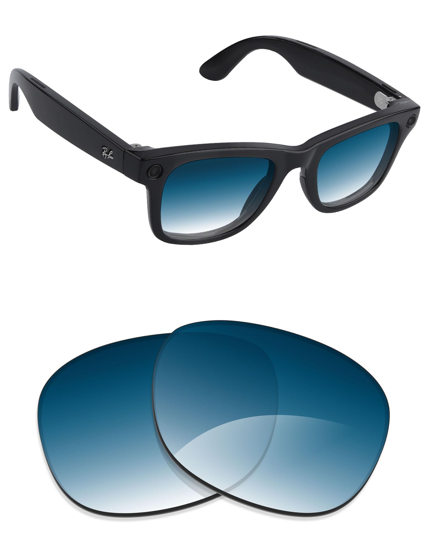 Alphax Lentes de repuesto de transición para gafas de sol Ray-Ban Meta Wayfarer RW4008 / RW4012 de 53 mm (Gen 2) | Corte de precisión