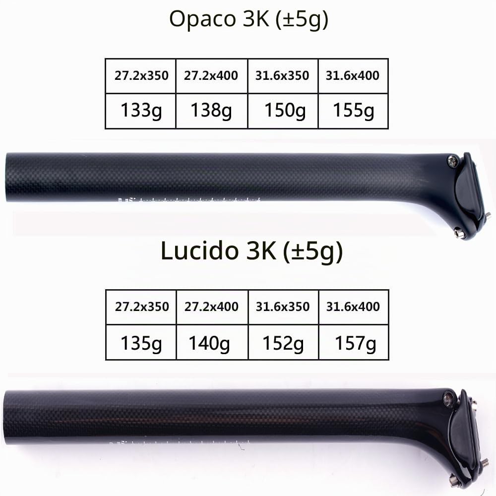 ESEN SP 3k Fibra di Carbonio 27.2/31.6mm*350/400mm Ciclismo Reggisella per Bicicletta Mountain/Road Bike BMX Reggisella Reggisella Sottosella