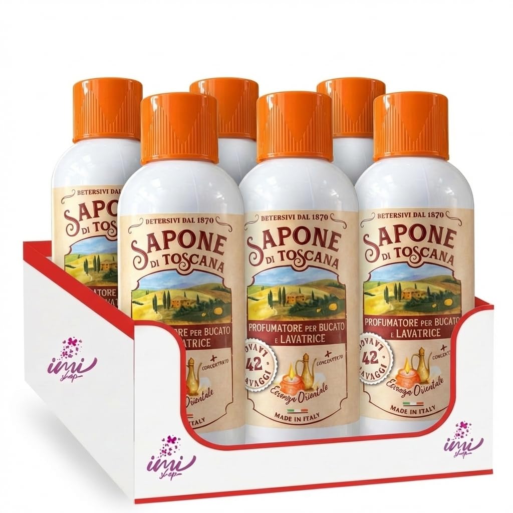 Sapone di Toscana Profumatore per Bucato e Lavatrice, Essenza Orientale, Concentrato, 42 Lavaggi, 2, 3 o 6 Flaconi da 250 ml (6 Unita)