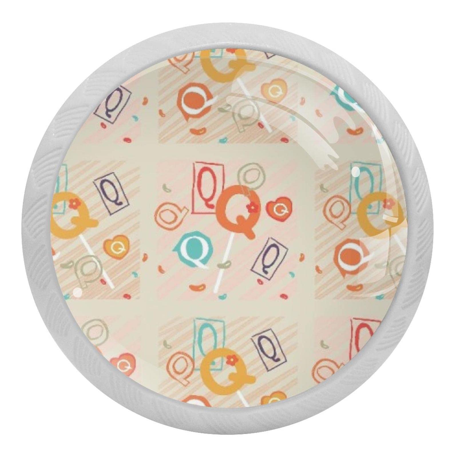 Boutons de placard de cuisine en verre fluorescents lettre Q x4