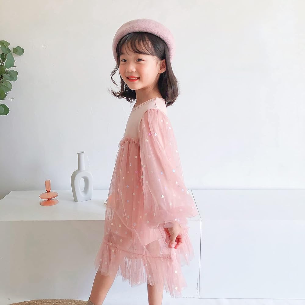 Amazon | [CooElc] 女の子 長袖 ワンピース チュニック キッズ レース