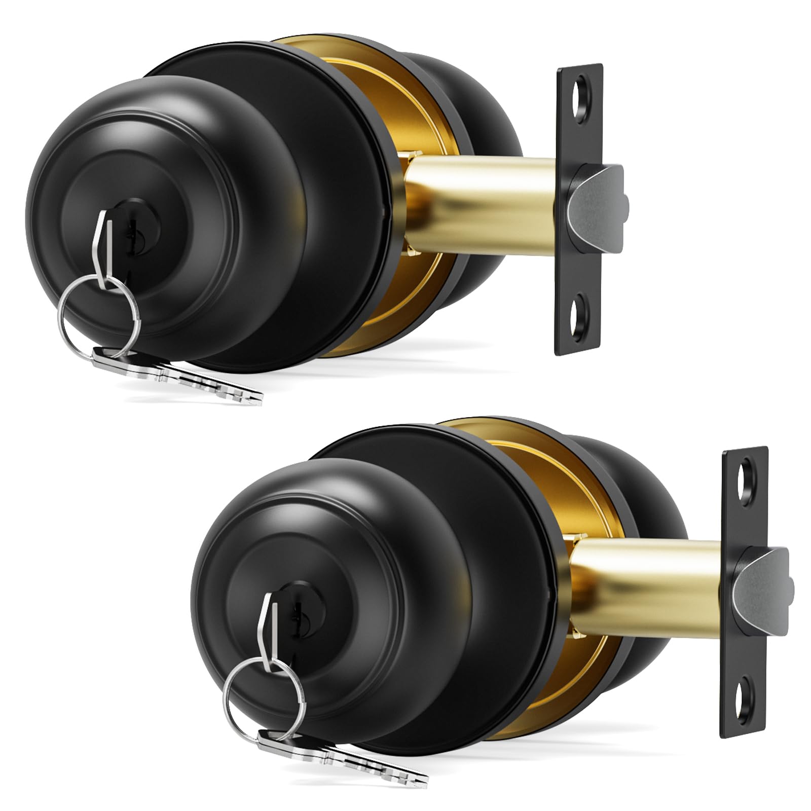 Matte Black Door Knobs with Key - 3 Pack -10