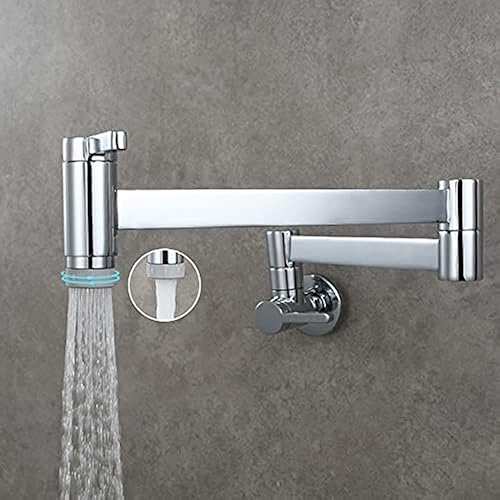 Miniatura 2 de Grifo plegable cuadrado de latón macizo montado en la pared doble interruptor plegable fregadero de cocina grifo de llenado de olla titanio oro