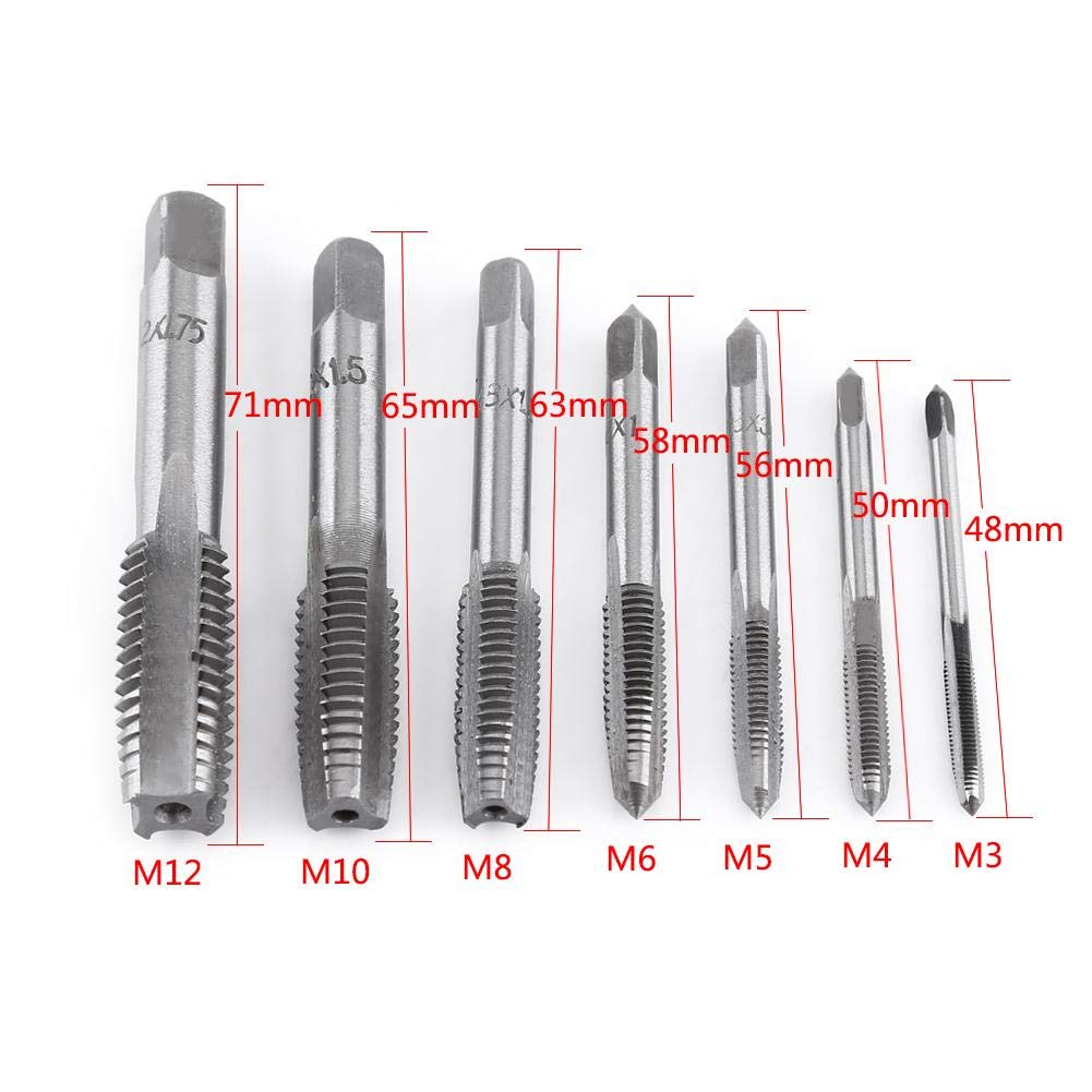 Asixx Tap Wrench, Adjustable T-Handle Tap Wrench and Drill Set or Tap Wrench Set with Metric Thread M3/4/5/6/8/10/12 Insert Screw Taps for Hand Tapping Operation