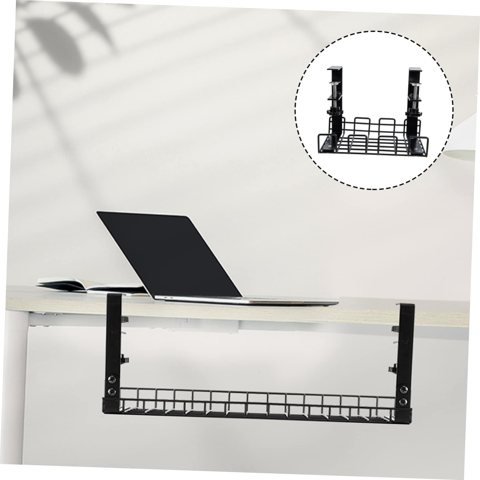 Holibanna Organizador de Cables Debajo Escritorio Soporte de Resistente para Gestión Ordenada de Cables Oficina y Hogar Compacto y Fácil Instalación