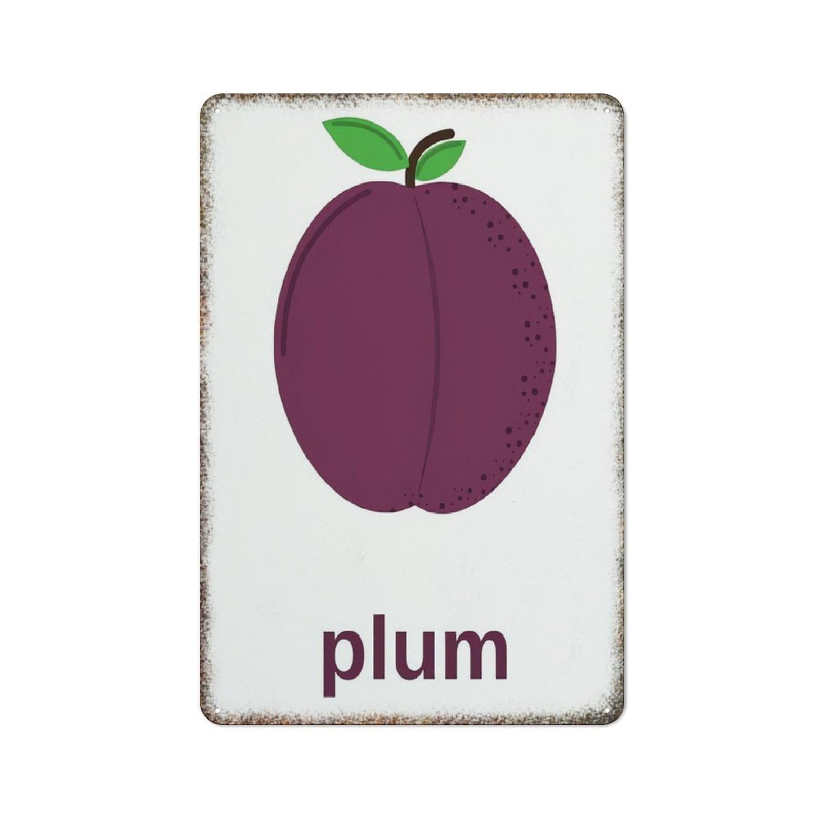 Plum Fruit Retro Embossed High Gloss Metal Sign Farmhouse Warehouse Man Cave Household Decor Plaque 8x12 Inch
