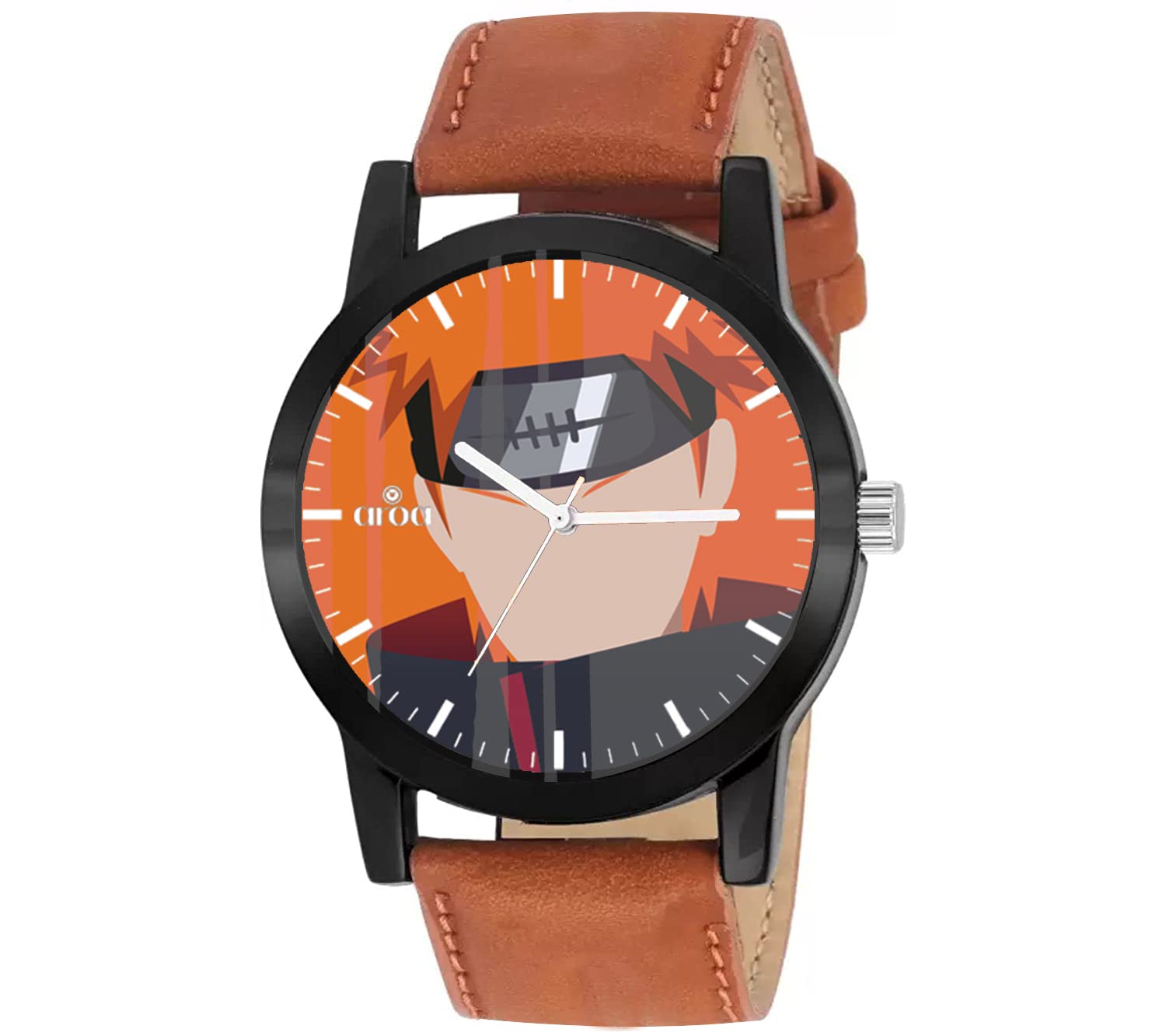 AROA Watch New Watch for Men Naruto Anime Model : 044 Black Metal Type Analog Watch Brown Leather Strap Orange Dial for Men Stylish Watch for Boys (B0BY8P2YB4) Amazon Price History, Amazon Price Tracker