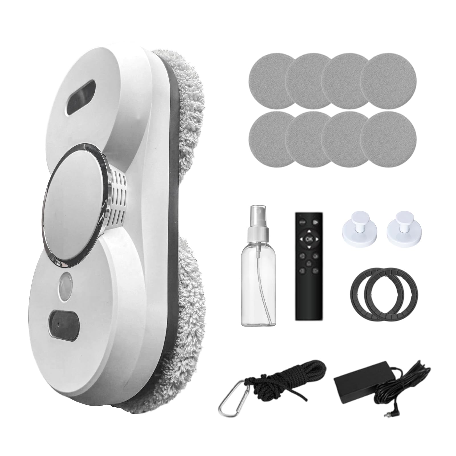 Robot Limpiacristales Electrico 5600 Pa, Limpia Cristales con Control | Remoto, 3 Modos Automaticos, Navegación Inteligente, 10 Paños de Limpieza para Ventanas, Espejos-Silencioso
