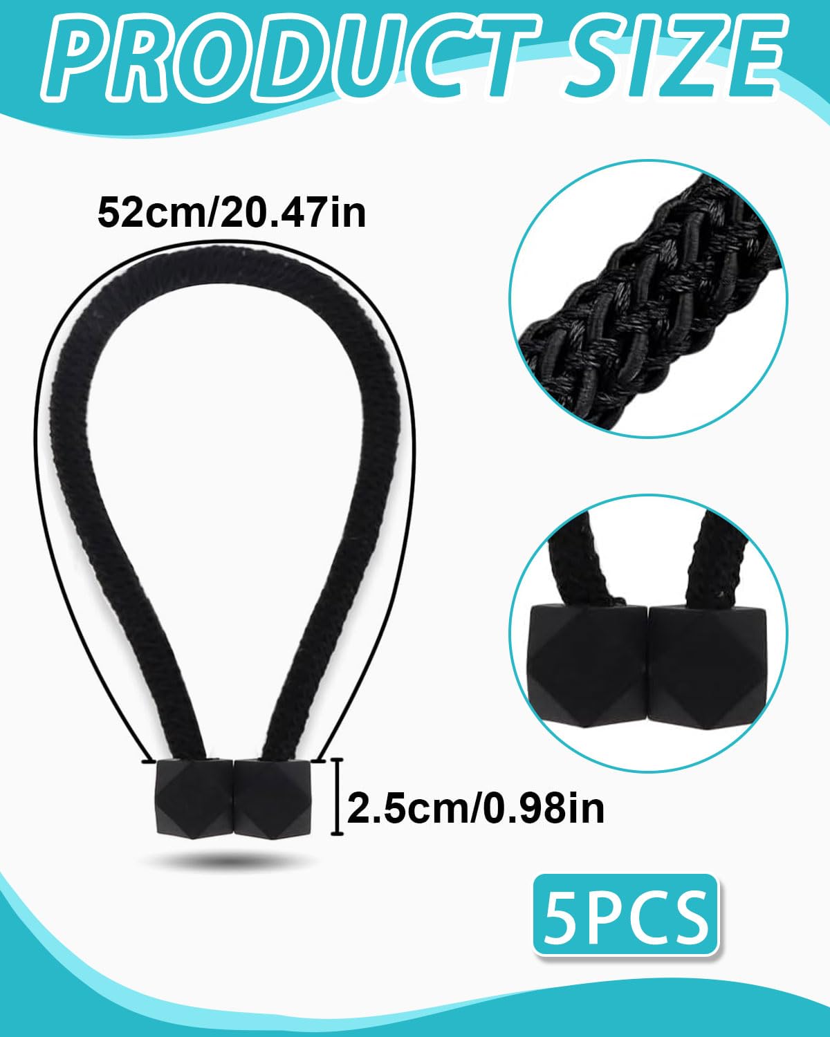 5 Pezzi Fermatenda Magnetiche,Fascette Magnetici per Tende,Calamite,Fermagli Lacci per Tendine（Nero）