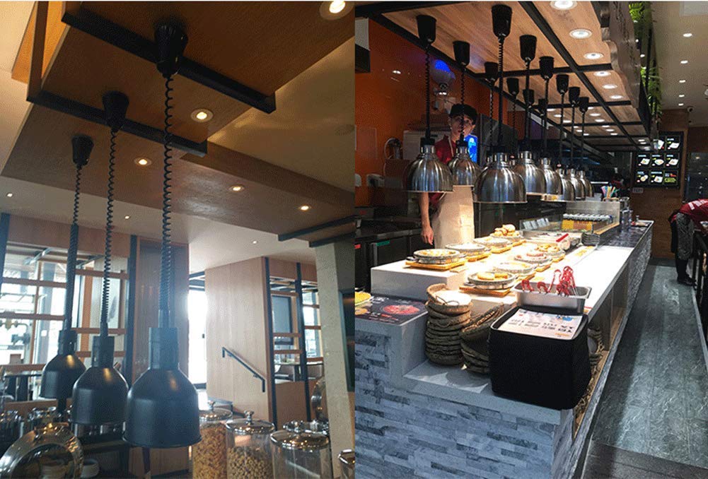 Lámpara Comercial para Calentar Alimentos, lámpara retráctil para Calentar Alimentos con Bombilla calefactora de 250 vatios para Restaurante de Patio de Comidas Tipo Buffet, Equipo de restau