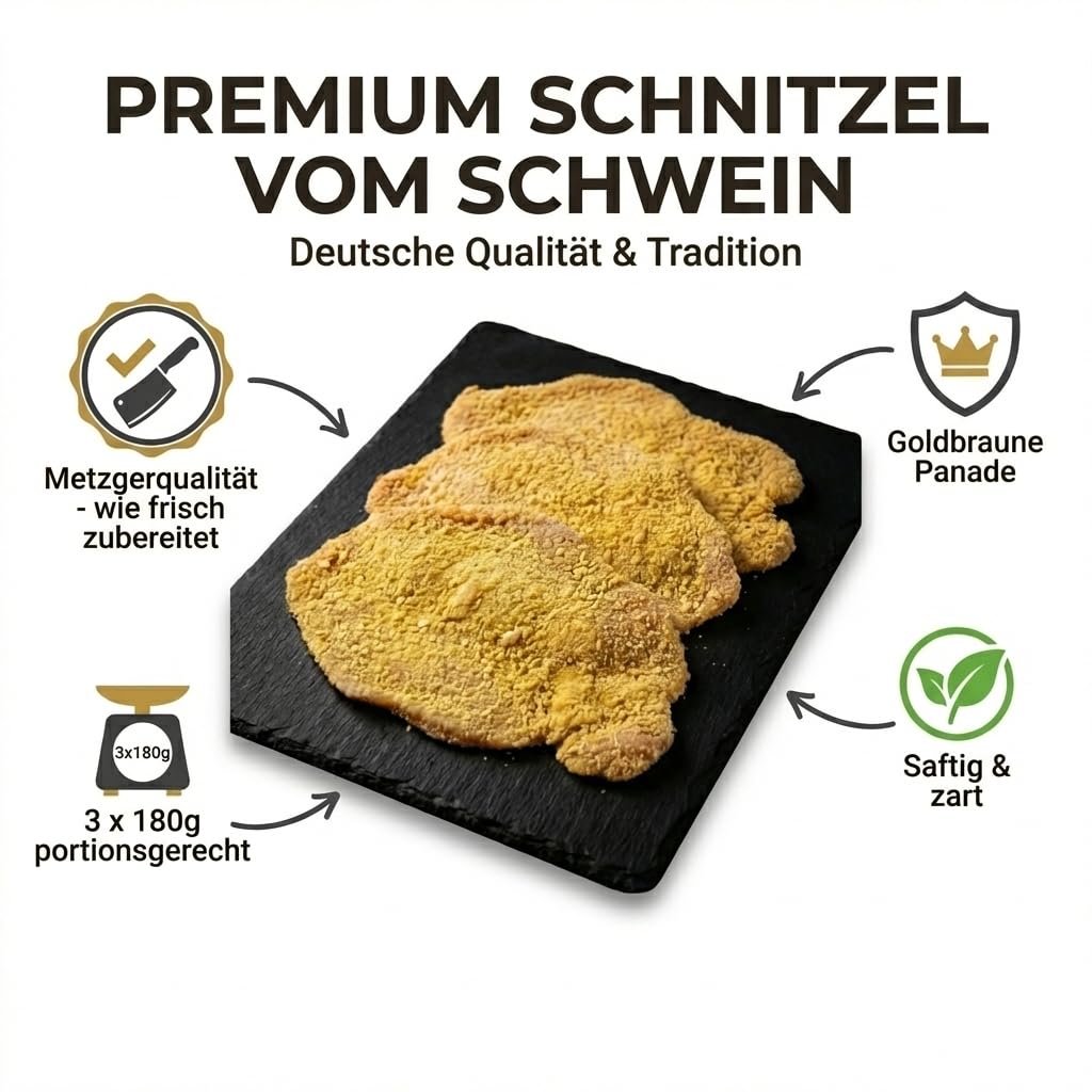 Wurstbaron Schweineschnitzel Frisch 3er Set | 3 x 180g Schnitzel vom Schwein | Metzgerqualität | Frisches Schweinefleisch | Premium Fleisch (3 Stück)