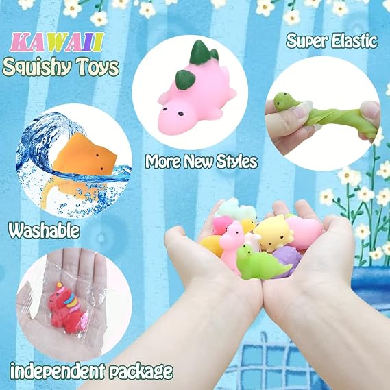 120PCS Random Mochi Squishy Toys, Kawaii Squishies Bulk for Kids Party Bag Fillers, Mini Squishy Fidget Toys for Stress Relief,Classroom Prizes, Party Bag Fillers for Kids, Birthday Gifts