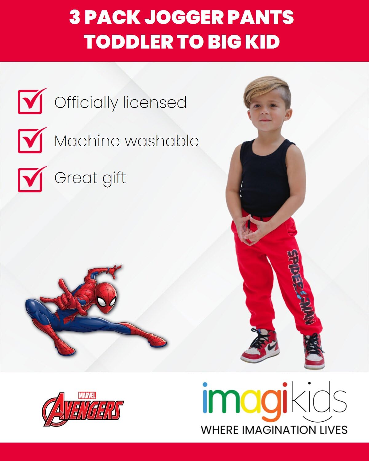 Marvel Avengers Spider-Man Iron Man Hulk Black Panther Fleece 3-pak spodnie dla małych dzieci to Big Kid