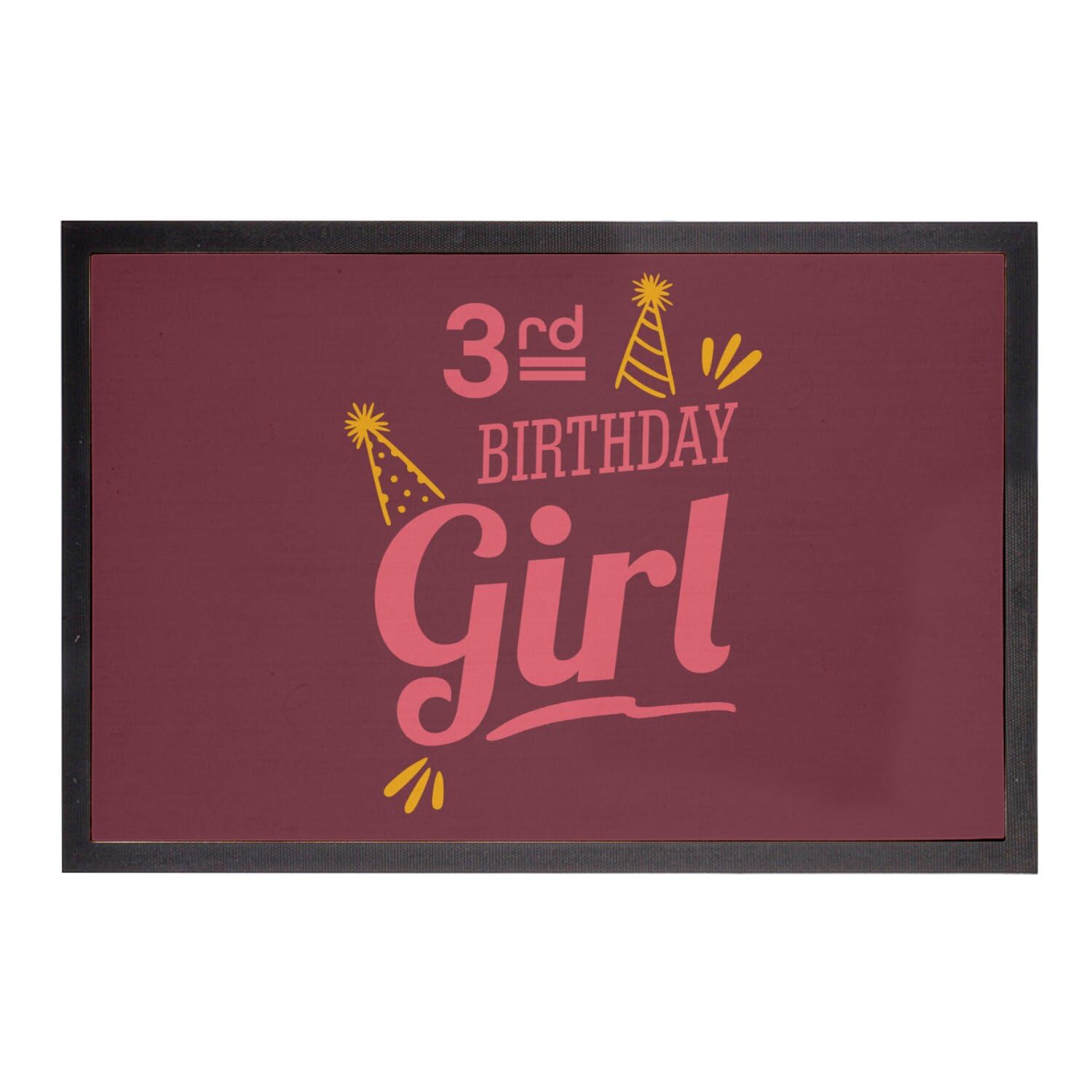 Paillasson rouge cadeau original pour anniversaire de fille 3 ans