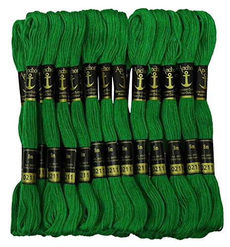 Image of Cross Stitch Hand Embroidery Thread Stranded Cotton Craft Sewing Floss 25 Skeins-Green