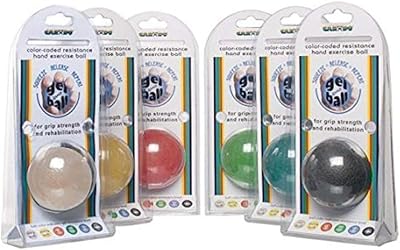 CanDo Gel Squeeze Ball Hand Exercisers for Grip Strength, Dexterity, Mobility, & Fine and Gross Motor Skills, Set of 6 (Tan, Yellow, Red, Green, Blue, Black)