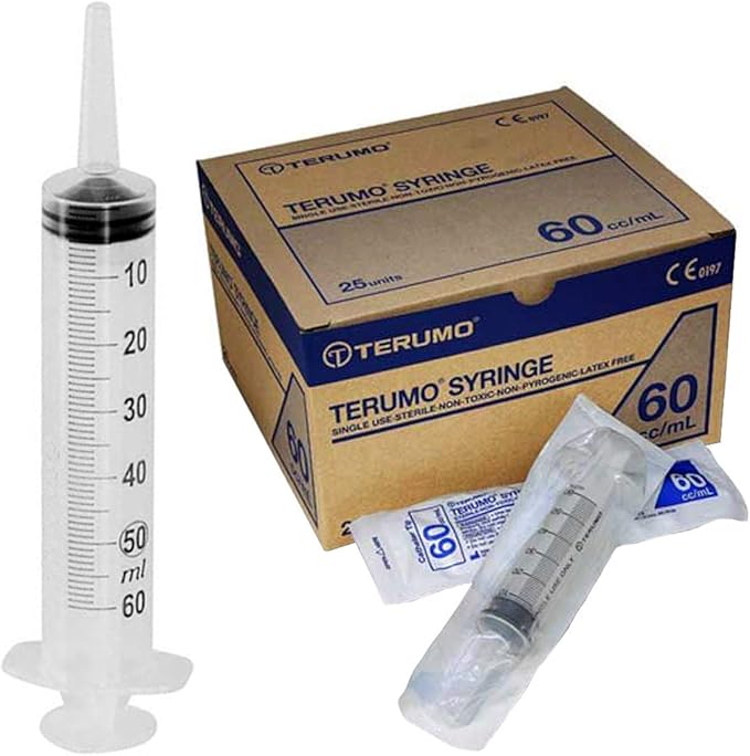 60ml Oral Syringes by Terumo 25 Pack Catheter Tip, No Needle, FDA