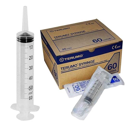 60cc 2oz. Catheter Tip Syringe Without Needle, Graduations: 1.0cc (60cc Total) 25/case