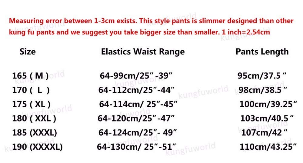 100% Algodón Kung Fu Tai Chi Pantalones Wushu Artes Marciales Wing Chun Ropa Pantalones De Entrenamiento Negro,Black-XL