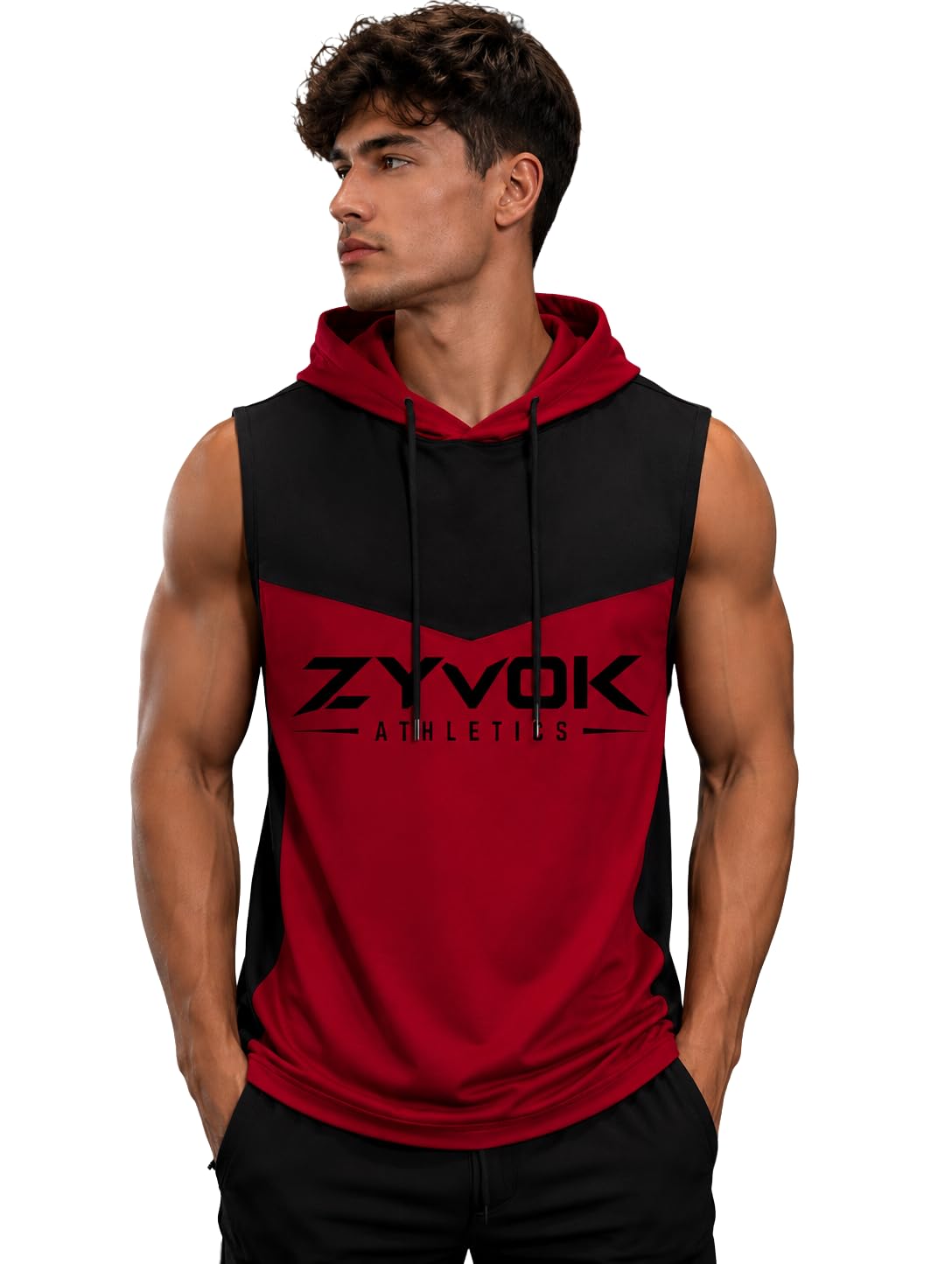 Men’s Sleeveless Hooded T-Shirt | Lightweight Sports & Gym Wear Tank Top | Stylish Running, Workout & Casual Wear Hoodie Tee-picture-17