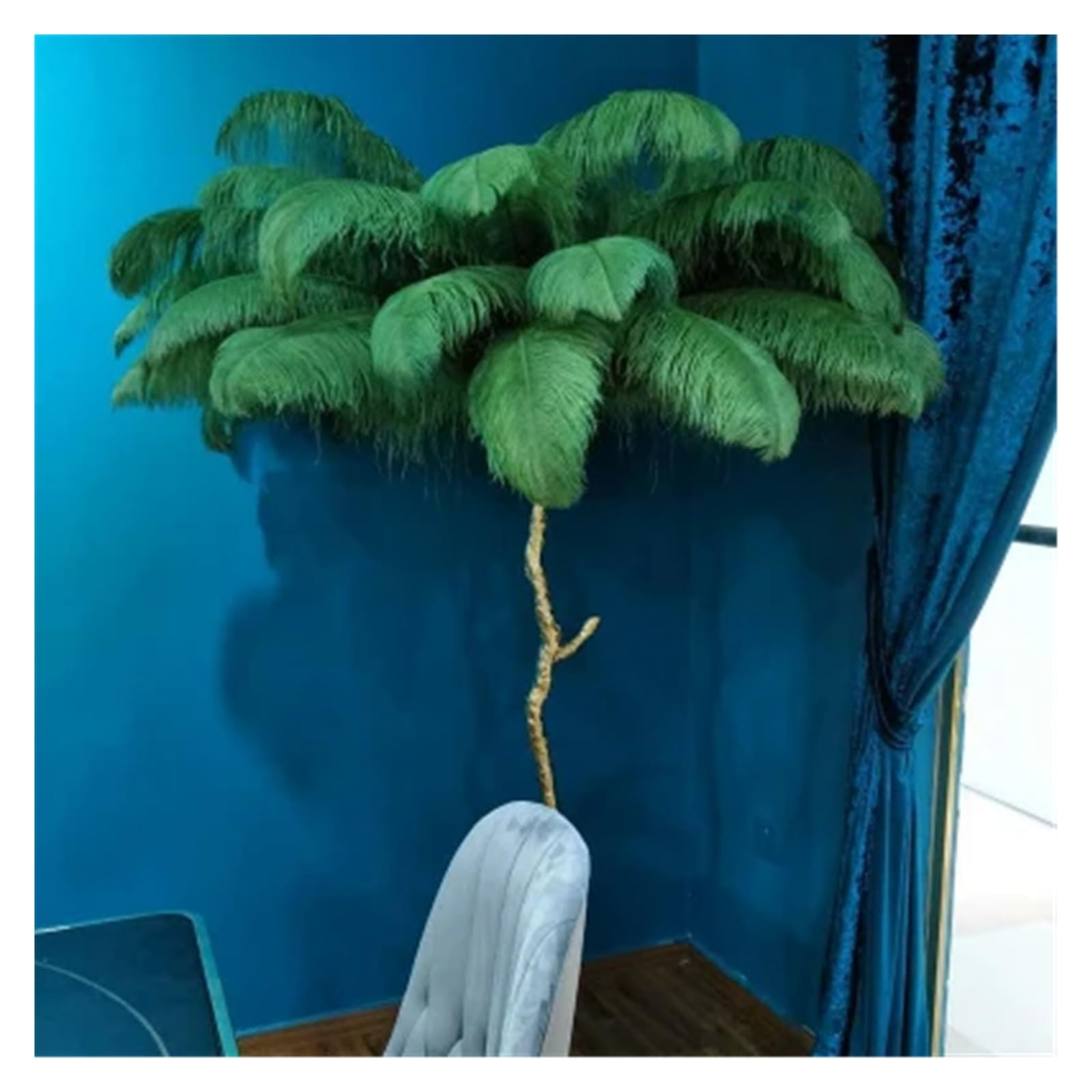 SMTYXS Modern Luxury Ostrich Feather LED Floor Light Copper Resin Nordic Lights for Living Sofa Beside Decoration Standing Lamp Elegant Luxurious(Green Floor)