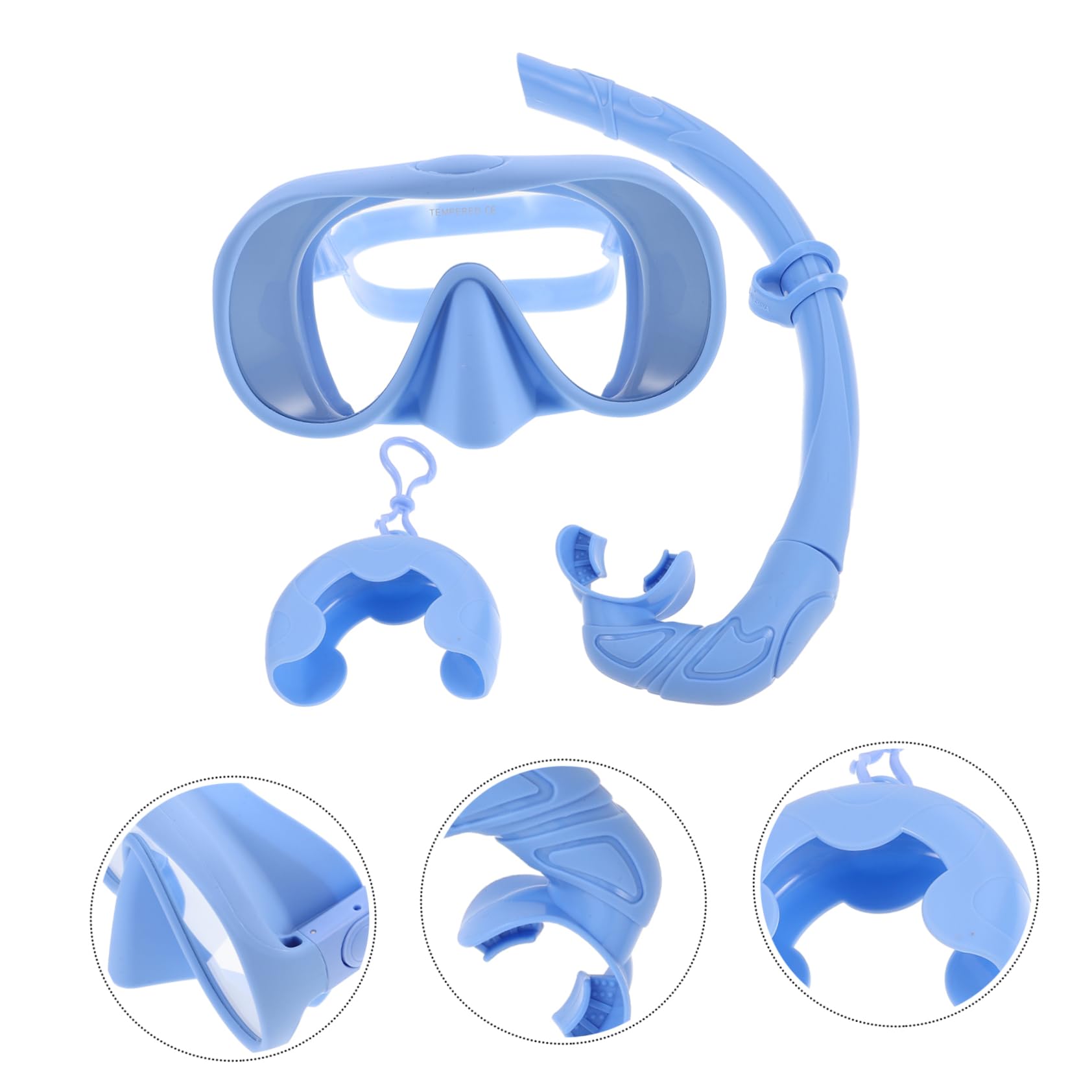 Maschera Boccaglio Adulti in Silicone e Vetro Temperato | Snorkeling e Diving, Custodia per Trasporto, Festa Estiva, Uso in Piscina e Outdoor