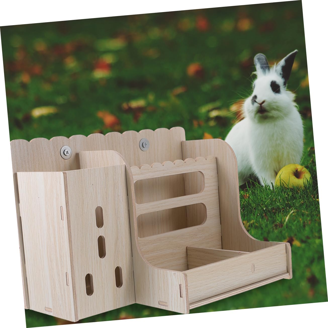 Wooden Guinea Pig Feeder Hay Rack Rabbit Feeder Water Bottle Multifunctional Cage Accessory