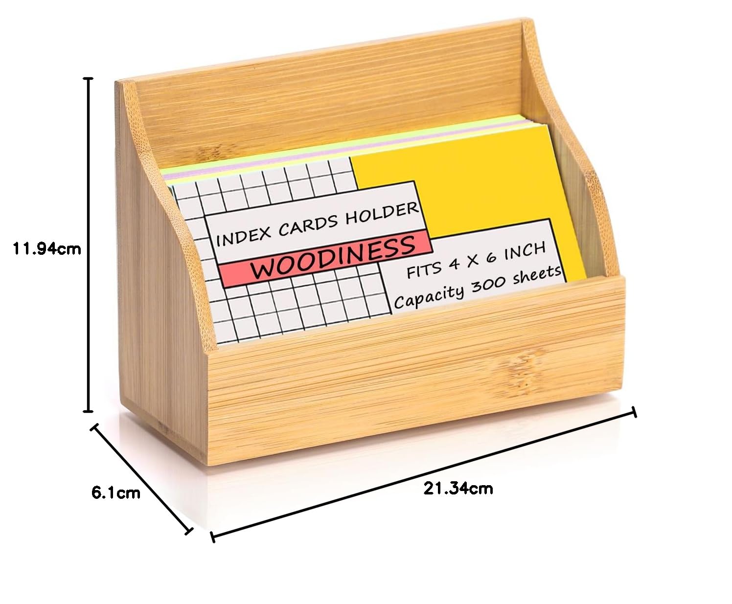 Karteikartenhalter aus Holz, 10,2 x 15,2 cm, Karteikarten-Box, Kartenständer, Notizkarten-Box, Visitenkarten, Organizer, Postkarten-Etui für Büro, Zuhause, Schule, Kapazität 300 Blatt