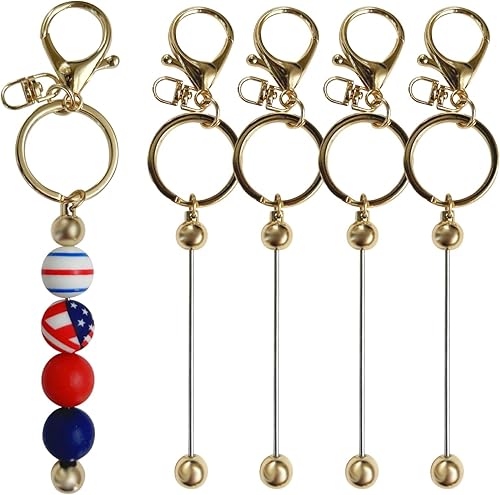 Llaveros de bricolaje con cuentas, llaveros de bricolaje y suministros de metal con cuentas, barra de llavero en blanco a granel para hacer joyas