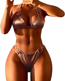 Conjunto de tankini para mujer, traje de baño dividido de satén marrón, dos conjuntos de trajes de baño para adolescentes y niñas