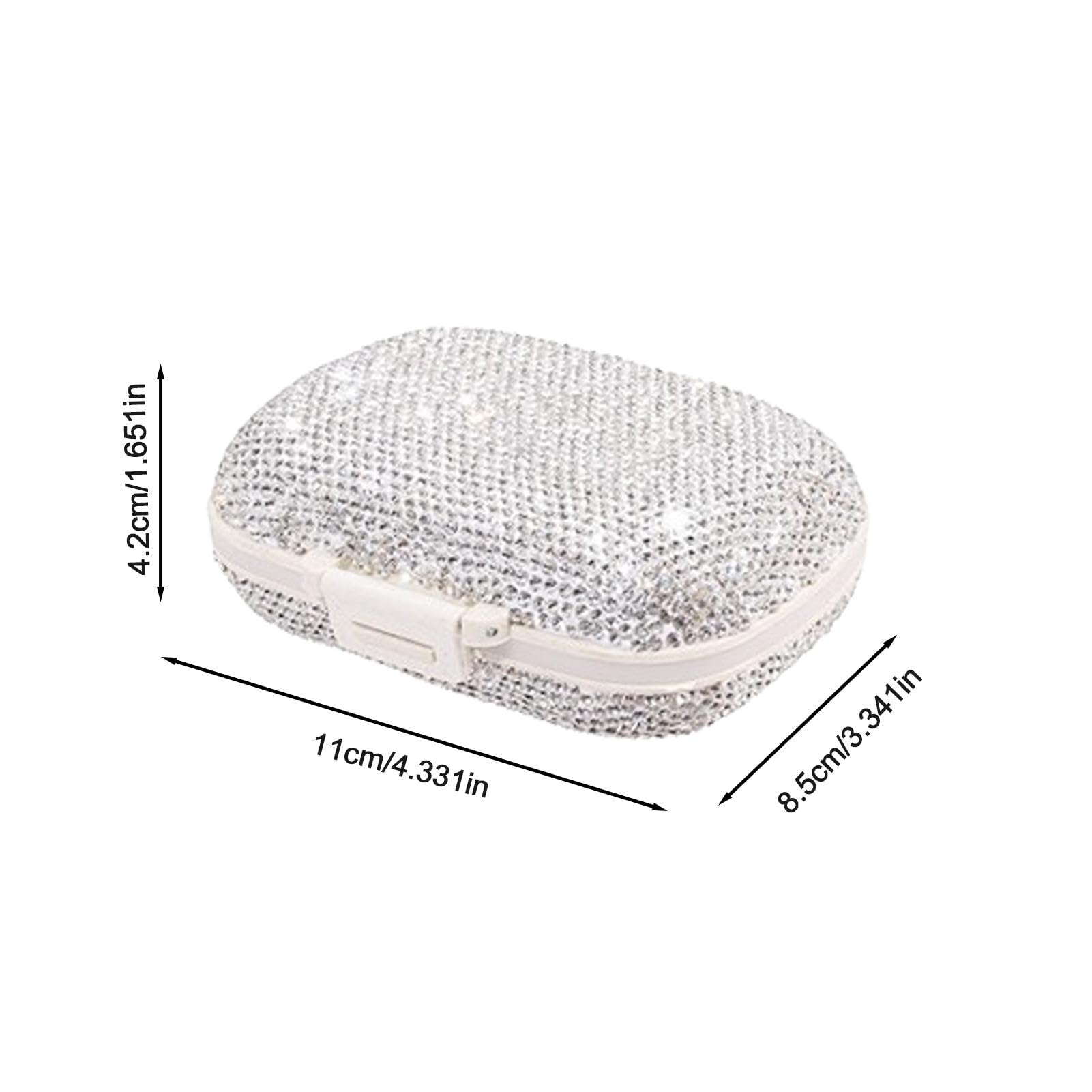 Portapillole - Portapillole con brillantini, portapillole, portapillole con scomparti, organizzatore per pillole da viaggio, organizzatore settimanale per la casa e i viaggi, bianco, rosso, bu