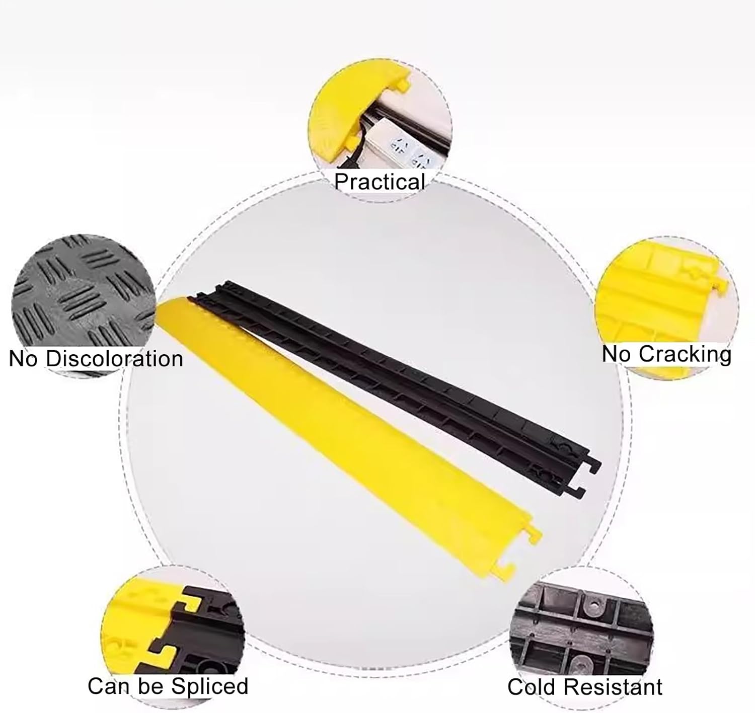 Floor Cord Cover Cord Protector, Durable Cable Protection Ramp Cover, Cable Concealer for Outdoor & Indoor Use, Supports 2000lbs Single Channel Heavy Duty Hose & Cord Track Floor Protection (Color :