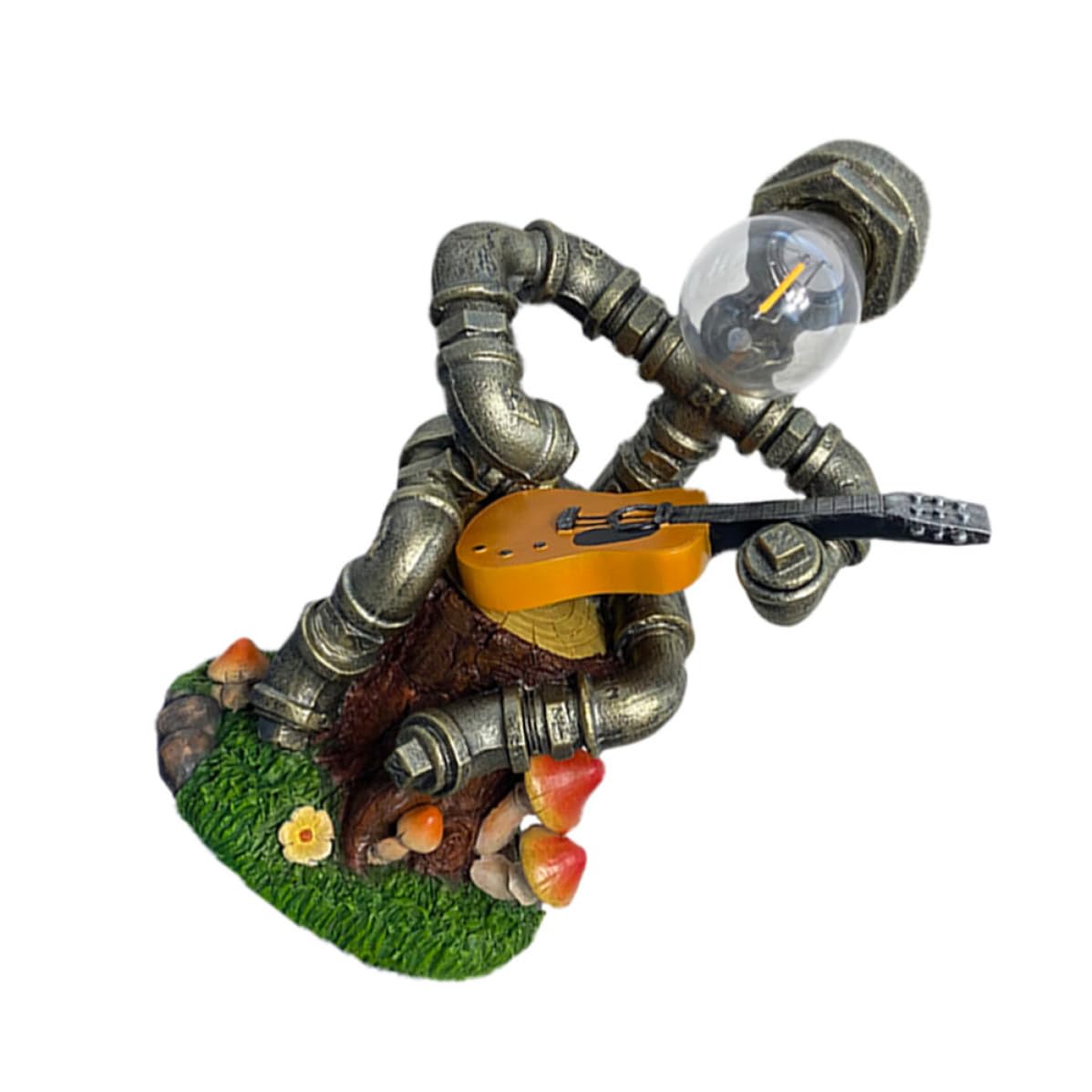 Elegantes Roboter Ornament aus Kunstharz mit Solarlampe für Hof und Villa