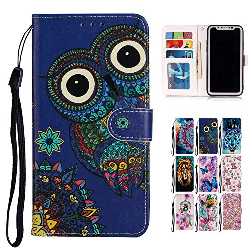 für Handyhülle Samsung Galaxy S20 6.2 Hülle Leder PU Wallet Kartenfach Klappbar Flip Case Cover Muster Eule Mandala Schutzhülle Tasche